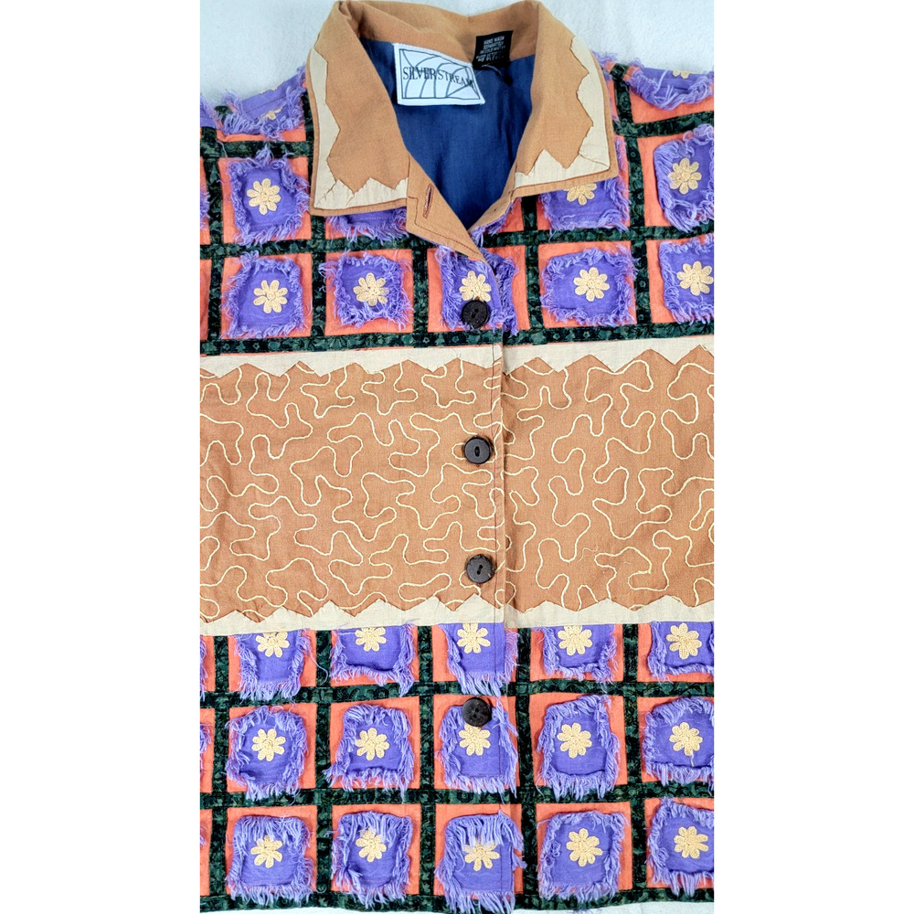 Vintage Silver Stream Patchwork Jacket Boho Hippi… - image 4